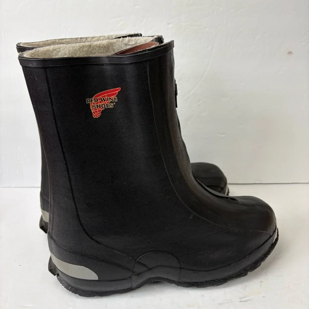 Vintage Red Wing Black Rubber Overboot Overshoe Galoshes Winter Rain Boots Men 9